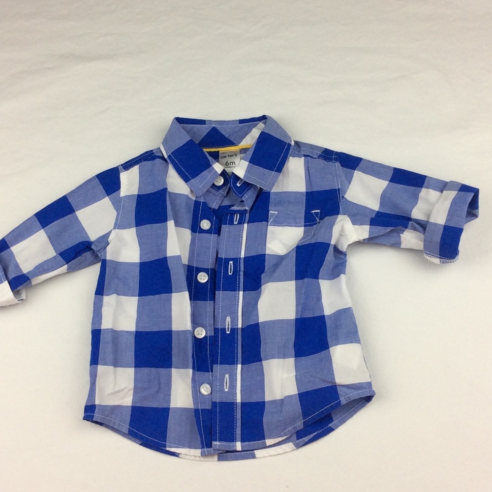 🍼6/$18 Blue&White Checkered Button Up Dress Shirt
